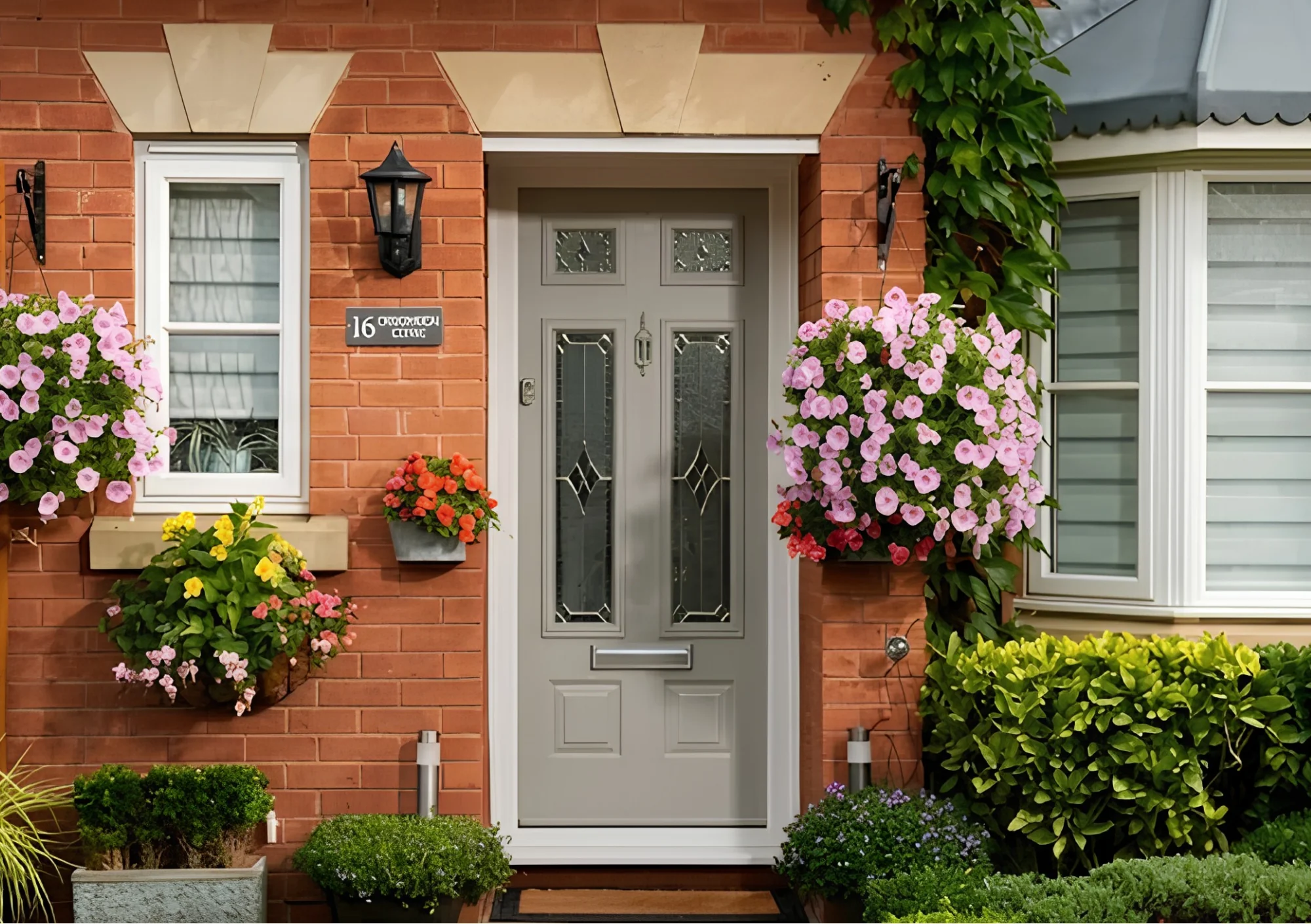 Anthracite-grey UPVC bay window and porch